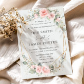 Chic Blush Pink Floral Greenery Wedding Geometric Kaart