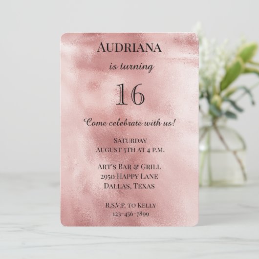 Chic Blush Pink Glam Glitter Verjaardag Kaart (Staand voorkant)