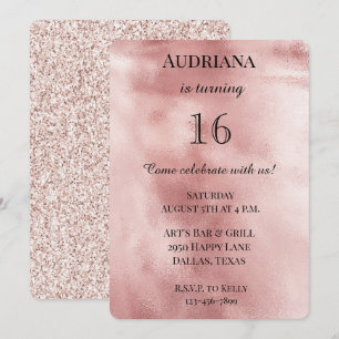 Chic Blush Pink Glam Glitter Verjaardag Kaart