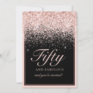 Chic Blush Pink Glitter 50 en fantastische verjaar Kaart