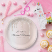 Chic Blush Pink Glitter Drift Script Vrijgezellenf Papieren Bordje (Feest)