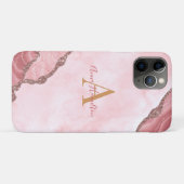 Chic Blush Pink Gold Agate Geode Monogram Case-Mate iPhone Case (Achterkant (horizontaal))