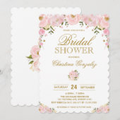 Chic Blush Pink Gold Floral Vrijgezellenfeest Uitn Kaart (Voorkant / Achterkant)