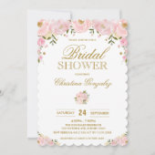Chic Blush Pink Gold Floral Vrijgezellenfeest Uitn Kaart (Voorkant)