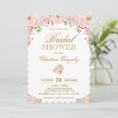 Chic Blush Pink Gold Floral Vrijgezellenfeest Uitn Kaart (Staand voorkant)