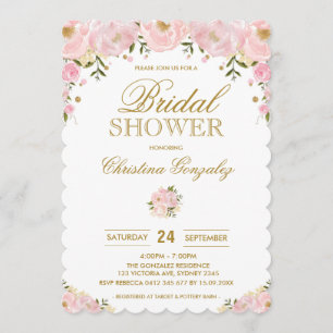 Chic Blush Pink Gold Floral Vrijgezellenfeest Uitn Kaart