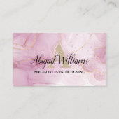 Chic Blush Pink Gold Glitter Marble Agate Monogram Visitekaartje (Voorkant)