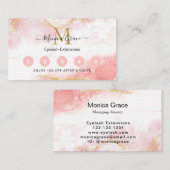 Chic Blush Pink Gold Glitter Marble Monogram Visitekaartje (Voorkant / Achterkant)