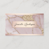 Chic Blush Pink Gold Glitter Marble Visitekaartje (Voorkant)