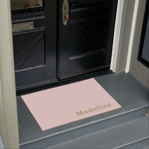 Chic Blush Pink Gold Modern Simple Monogram Naam Deurmat