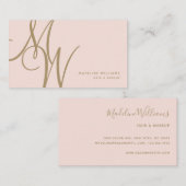 Chic Blush Pink Gold Monogram Script-Initialen Visitekaartje (Voorkant / Achterkant)