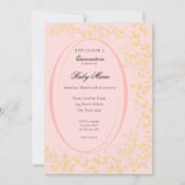 Chic Blush Pink & Gold Quinceanera Invitation Kaart (Voorkant)