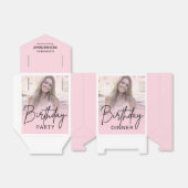 Chic Blush Pink Gradient Photo Birthday Dinner Bedankdoosjes (Uitgevouwen)
