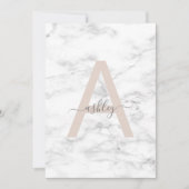 Chic Blush Pink Marble Monogram 16th Birthday Kaart (Voorkant)
