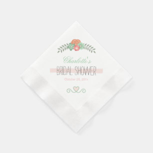 Chic Blush Pink Mint Green Floral Vrijgezellenfees Servet