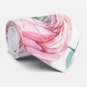 Chic Blush Pink Peony en Daisy Wedding Stropdas (Opgerold)