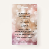 Chic Blush Pink Quinceañera nodigt VIP-pas uit Badge (Achterkant)