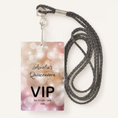 Chic Blush Pink Quinceañera nodigt VIP-pas uit Badge (Voorkant met draagriem)