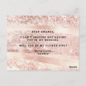 Chic Blush Pink & Roos Gold Bloemenmeisje Voorstel Briefkaart (Achterkant)