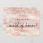 Chic Blush Pink & Roos Gold Maid of Honor Voorstel Briefkaart (Voorkant / Achterkant)