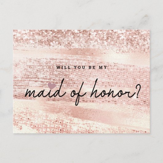 Chic Blush Pink & Roos Gold Maid of Honor Voorstel Briefkaart (Voorkant)