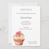 Chic Blush Pink Rose Cupcake Verjaardag Kaart (Voorkant)