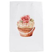 Chic Blush Pink Rose Cupcake Verjaardag Medium Cadeauzakje (Voorkant)