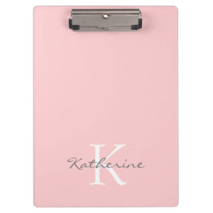 Chic Blush Pink Script Monogram op maat gemaakt Klembord