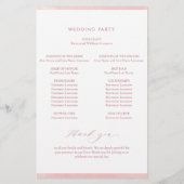 Chic Blush Pink Watercolor Programme de mariage ca (Dos)