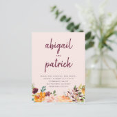 Chic Blush Pink Waterverf Floral Wedding Uitnodiging Briefkaart (Staand voorkant)