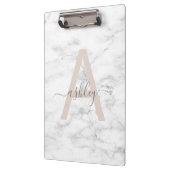 Chic Blush Pink White Marble Script Name Monogram Klembord (Links)