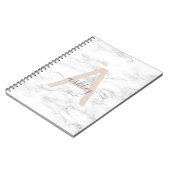 Chic Blush Pink White Marble Script Name Monogram Notitieboek (Linkerzijde)