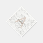 Chic Blush Pink White Marble Script Name Monogram Servet (Hoek)