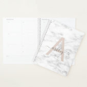 Chic Blush Pink White Marble Script Nom monogram (Devant avec enveloppe)
