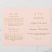 Chic Blush rose & Gold Wedding Programme Modèle (Devant)