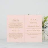 Chic Blush rose & Gold Wedding Programme Modèle (Debout devant)