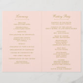 Chic Blush rose & Gold Wedding Programme Modèle (Dos)