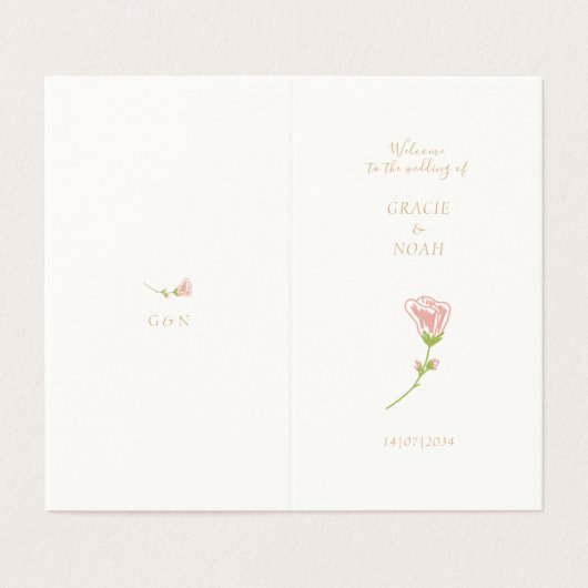 Chic Blush Rose ivoire plié programme de mariage d (Outside Unfolded)
