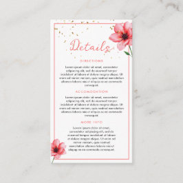 Chic Blush Roze Bloemen Confetti Lijst bruiloft Informatiekaartje