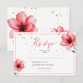 Chic Blush Roze Bloemen Confetti Lijst bruiloft RSVP Kaartje