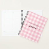 Chic blush roze gingham script naam recept planner (Display)