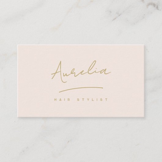 Chic Blush Roze Goud Monogram Signature Logo Visitekaartje (Voorkant)