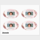 Chic Blush Roze Gouden Glitter Marmeren Fotobedrij Ovale Sticker (Vel)