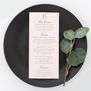 Chic Blush Roze & Grijs Wedding Menu Sjabloon