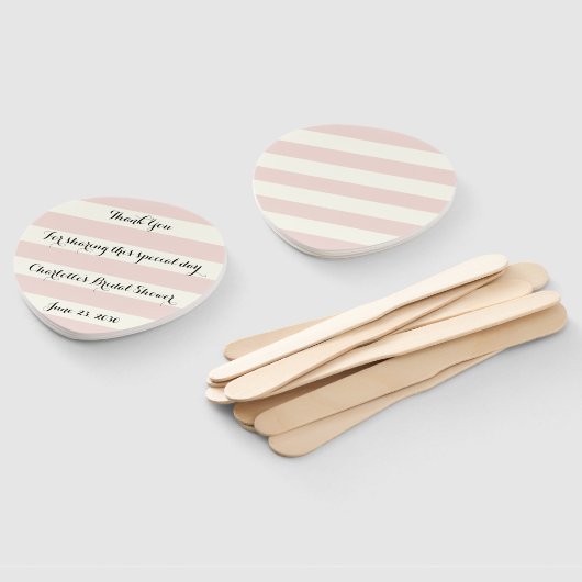 Chic blush roze iory stripes script Vrijgezellenfe Handwaaier (Niet-gemonteerd)