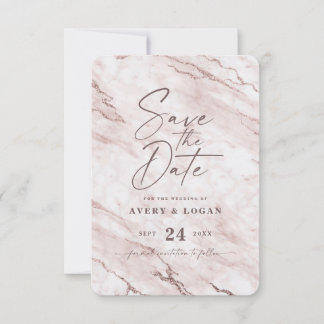 Chic Blush Roze marmer met Roos Gold Foil - Gegeve Save The Date