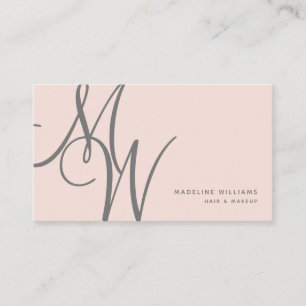 Chic Blush Roze Moderne Initialen van het Monogram Visitekaartje