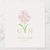 Chic Blush Roze Rose Initialen bruiloft Wijn Etiket (Enkel label)