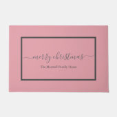 Chic blush roze script familienaam Kerstmis Deurmat (Voorkant)