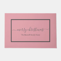 Chic blush roze script familienaam Kerstmis